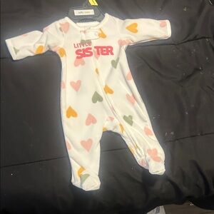 Little Sister Heart Print Kids One Piece